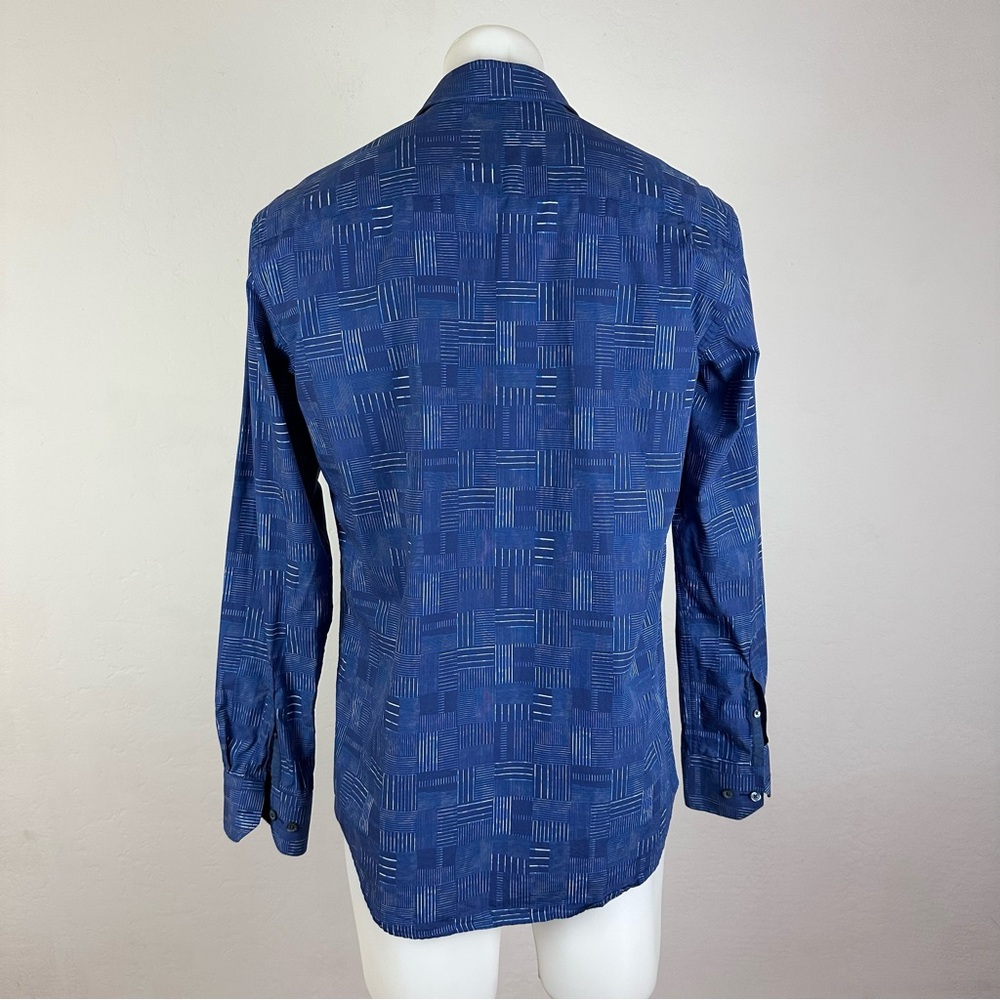 Bugatchi Patterned Blue Button Down Shirt - image 7